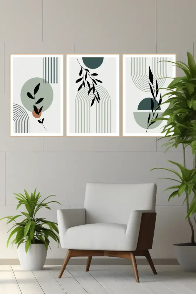 Canvas Çiçek Üçlü Mdf Tablo - 1
