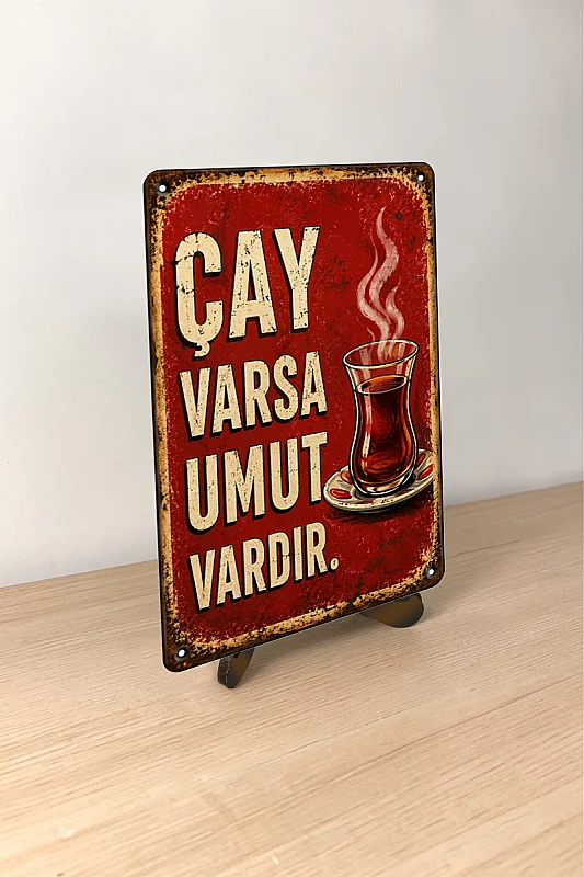 Çay Varsa Umut Vardır MiniDekor Magnet Ayaklı 9×13,5 cm - 2