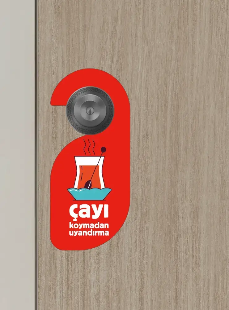 Çayı Koymadan Uyandırma Kapı Askısı Kapı Uyarı Levhası - 1
