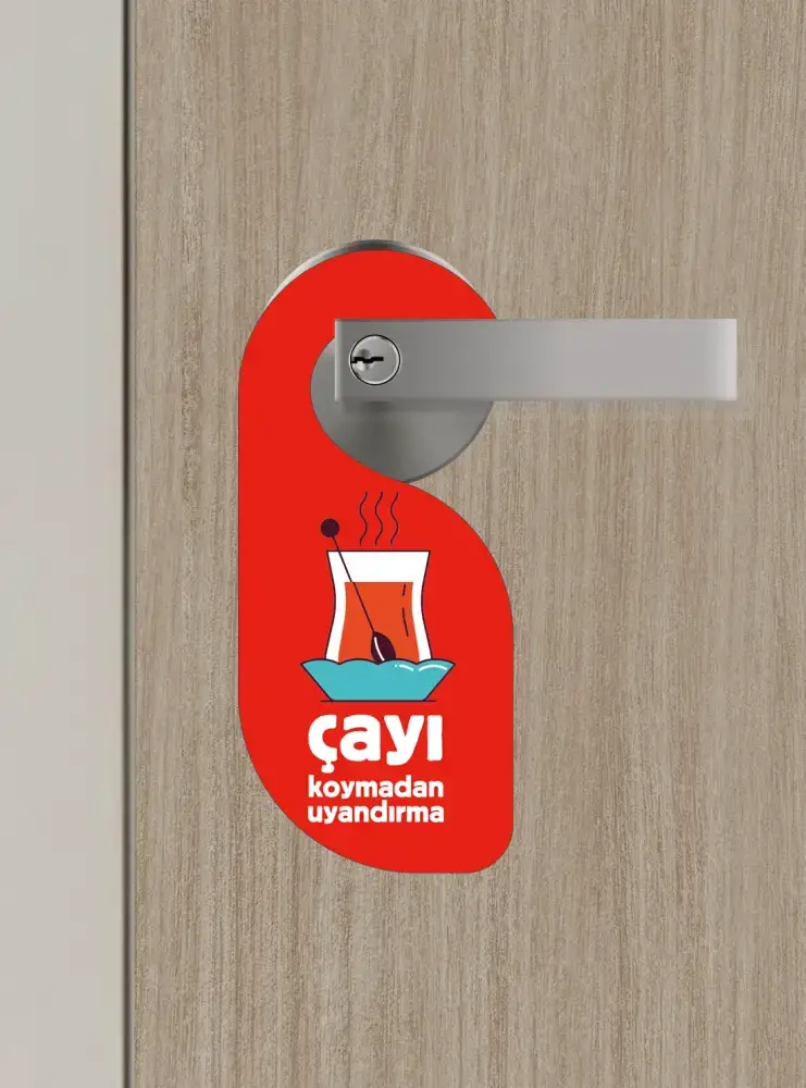 Çayı Koymadan Uyandırma Kapı Askısı Kapı Uyarı Levhası - 3