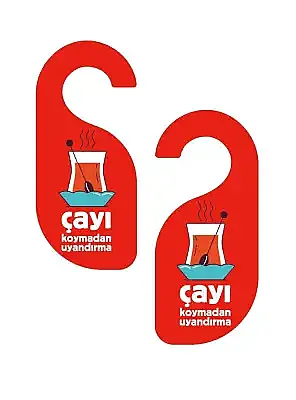 Çayı Koymadan Uyandırma Kapı Askısı Kapı Uyarı Levhası - 4