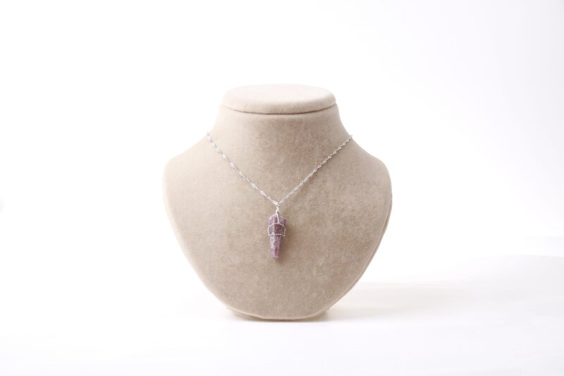 Çeroit Doğal Taş Kolye Ucu 3x1 cm, Gümüş Zincir - 4