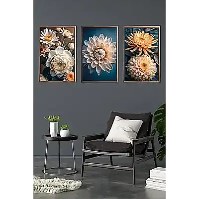 Çiçek 3d 3lü Mdf Tablo - 4
