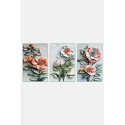 Çiçek 3d 3lü Mdf Tablo - 2