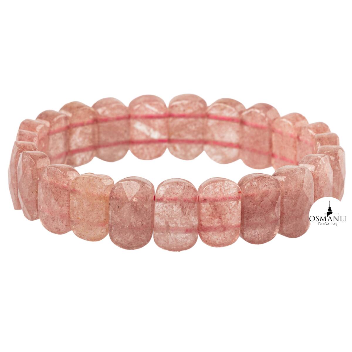 Çilek Kuvars Doğal Taş Geniş Kesim Bileklik - 2