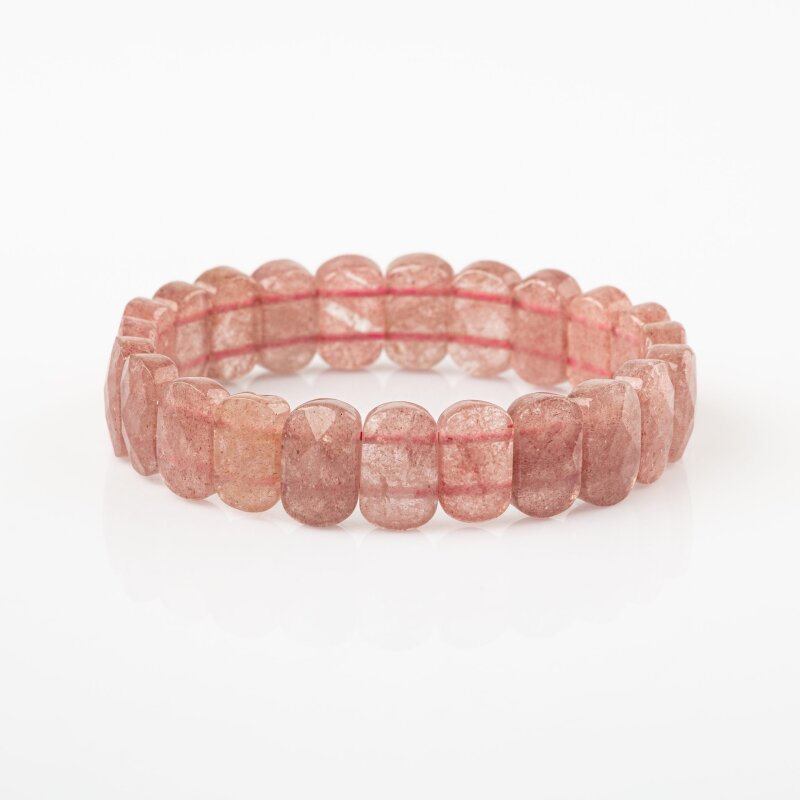 Çilek Kuvars Doğal Taş Geniş Kesim Bileklik - 5