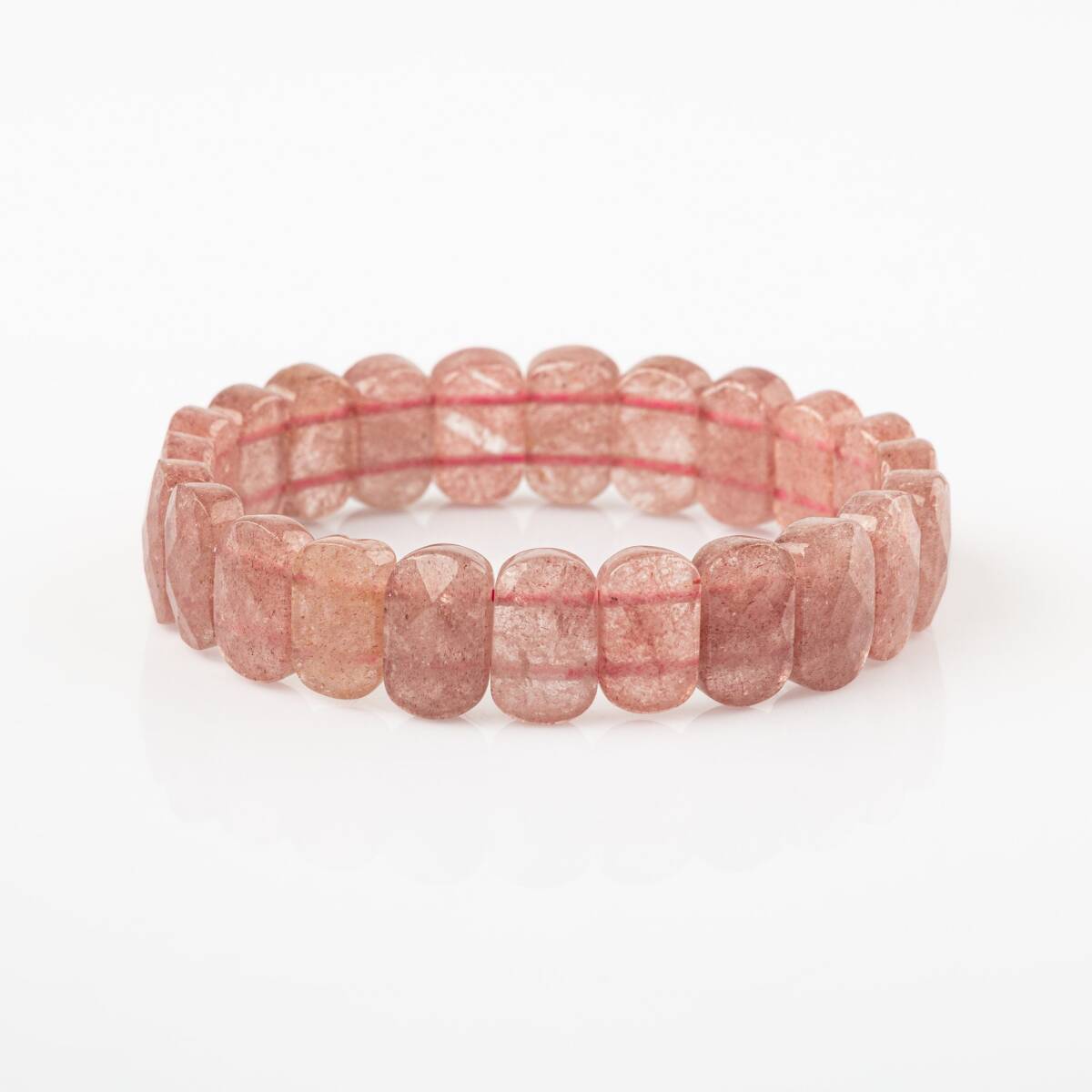 Çilek Kuvars Doğal Taş Geniş Kesim Bileklik - 5