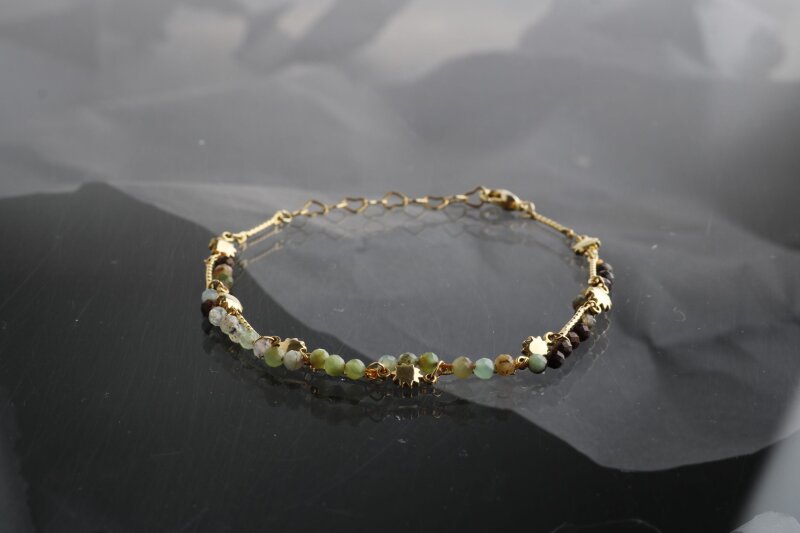 Clara, Krizopras Doğal Taş Altın Kaplama Bileklik - 3