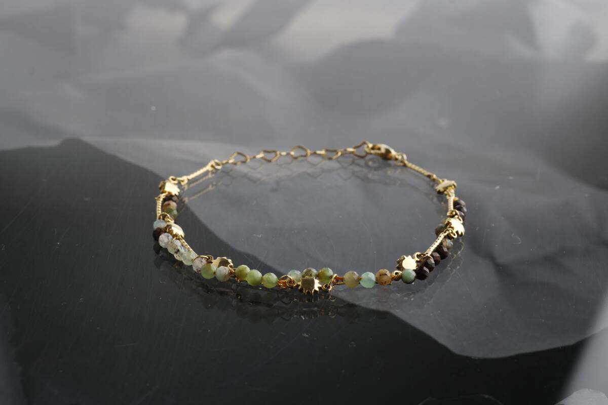 Clara, Krizopras Doğal Taş Altın Kaplama Bileklik - 3