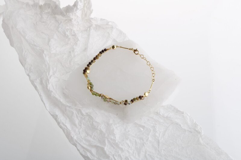 Clara, Krizopras Doğal Taş Altın Kaplama Bileklik - 4