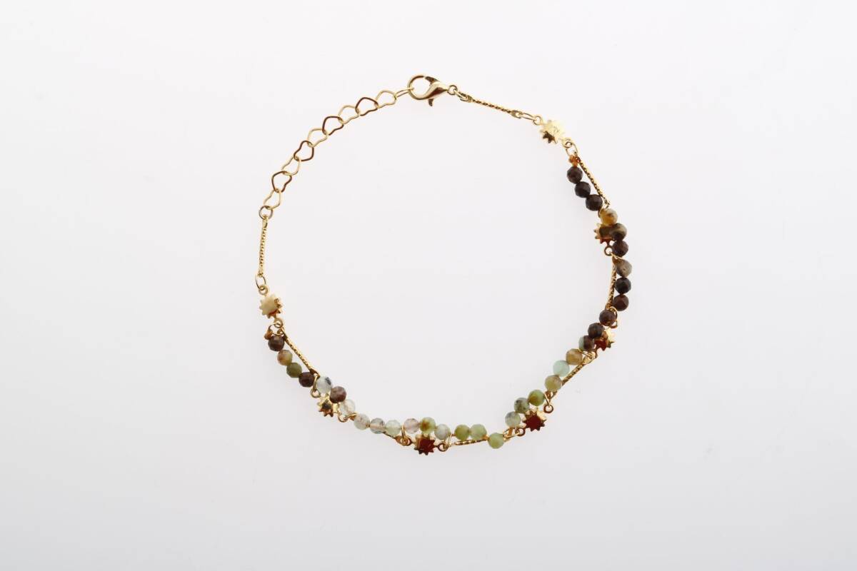 Clara, Krizopras Doğal Taş Altın Kaplama Bileklik - 5