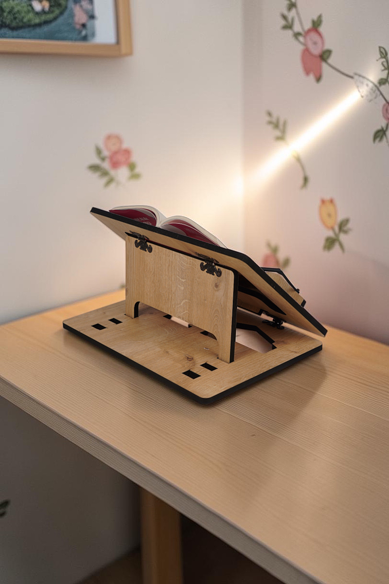 Çocuk Ahşap Kitap Okuma Standı | Canım Kızım Rahlesi - 5