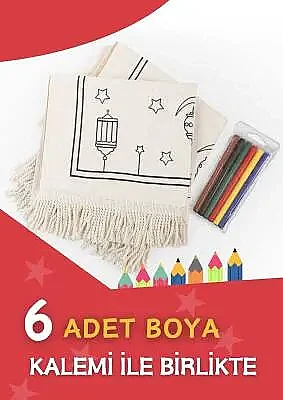 Çocuklara Özel Yıkanabilir Boyamalı Seccade Seti Kırmızı - 6