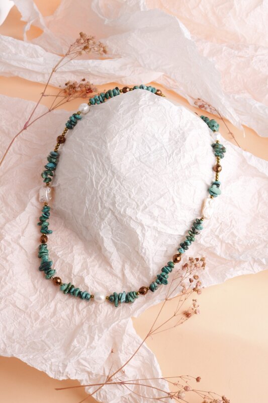 Devina, Turkuaz İnci Doğaltaş Kolye - Doğal Taş