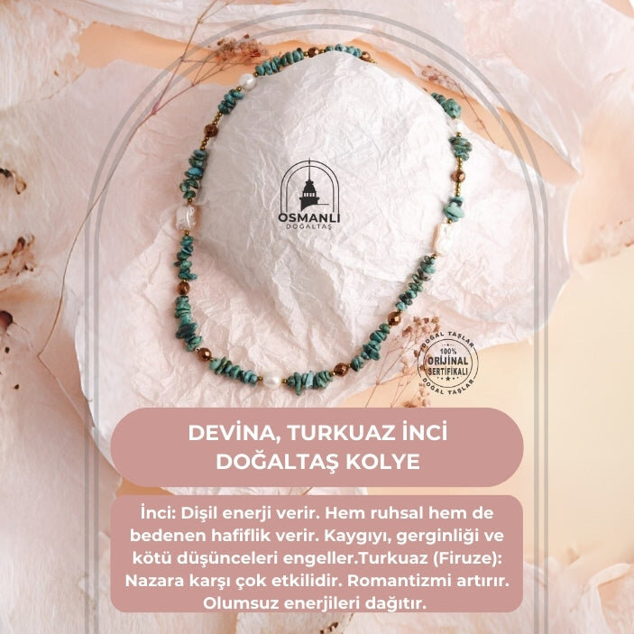 Devina, Turkuaz İnci Doğaltaş Kolye - 2