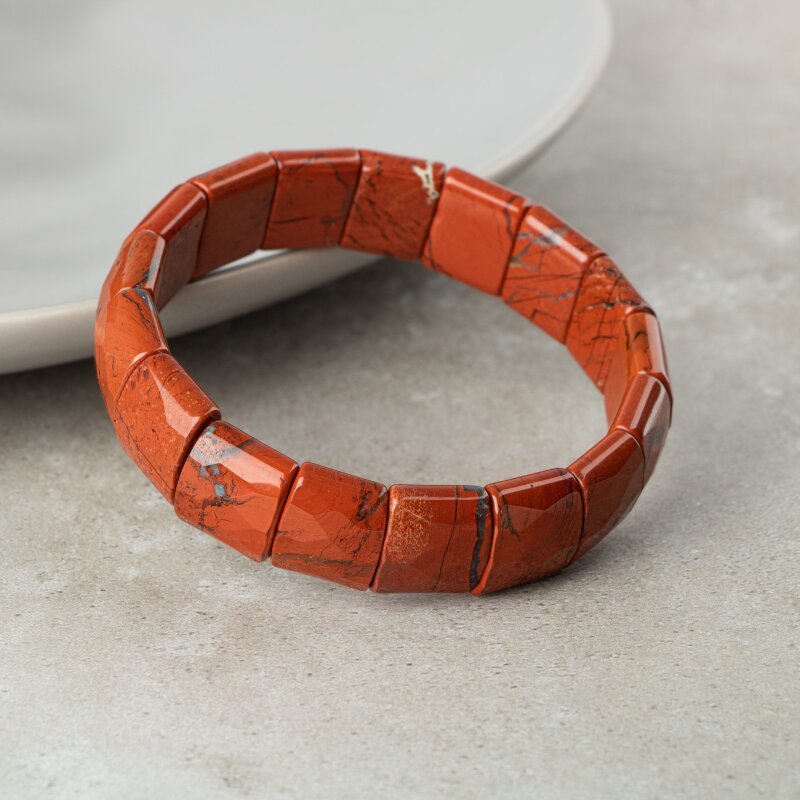 Dragon Jasper Doğal Taş Balık Sırtı Geniş Kesim Bileklik - 3