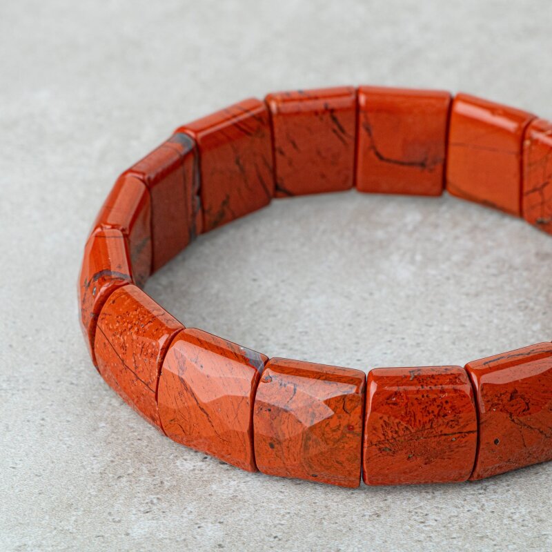 Dragon Jasper Doğal Taş Balık Sırtı Geniş Kesim Bileklik - 5