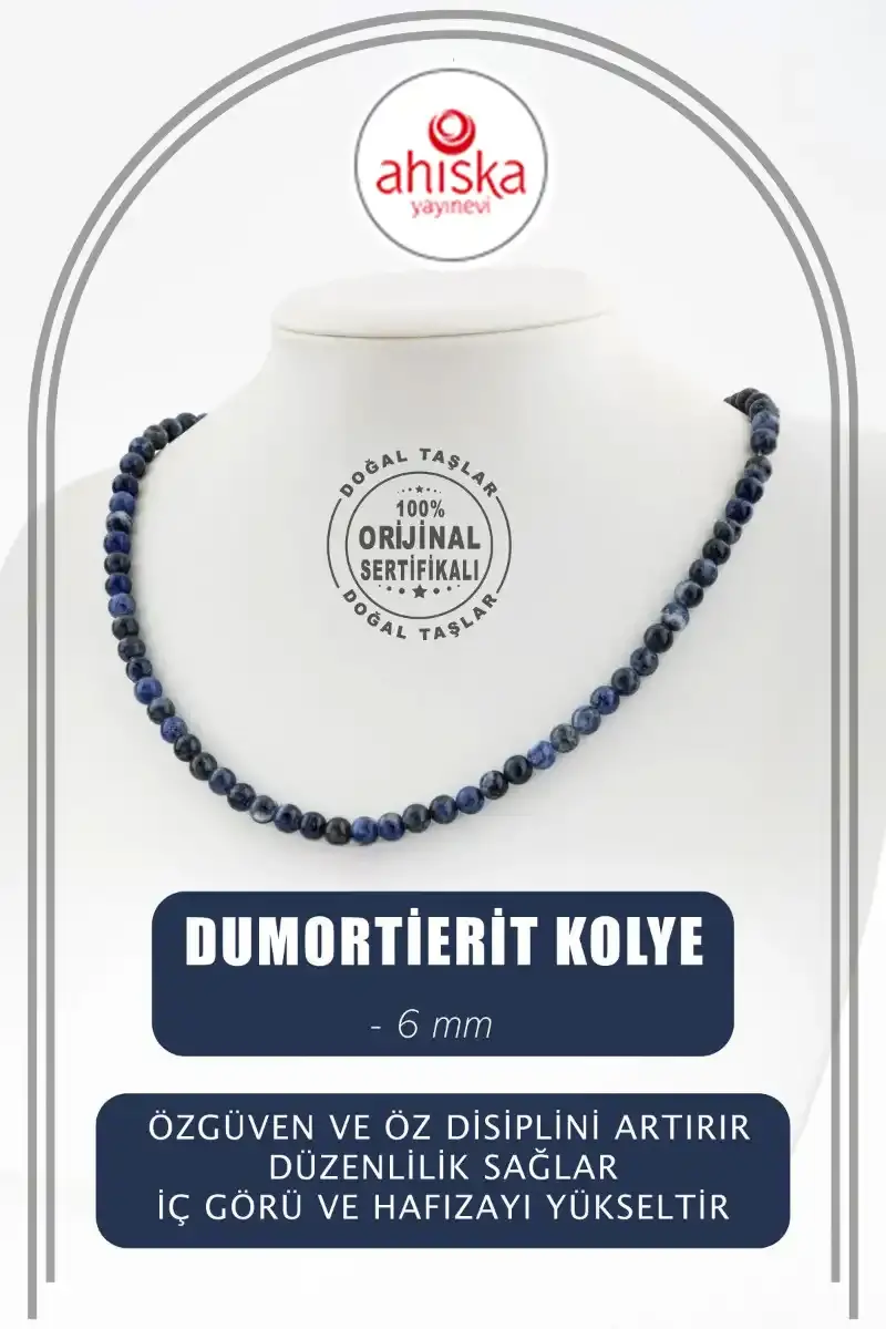 Dumortierit 6 mm Dizi Doğal Taş Kolye