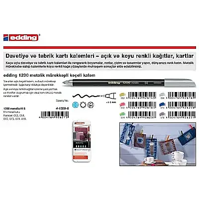 Edding Metalik Grafik Kalemi 6 Lı Pastel Renkler - 8