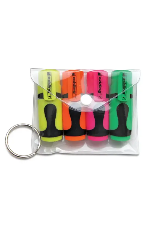 Edding Mini Fosforlu Kalem Canlı Renkler 4 Lü Poşet - Edding