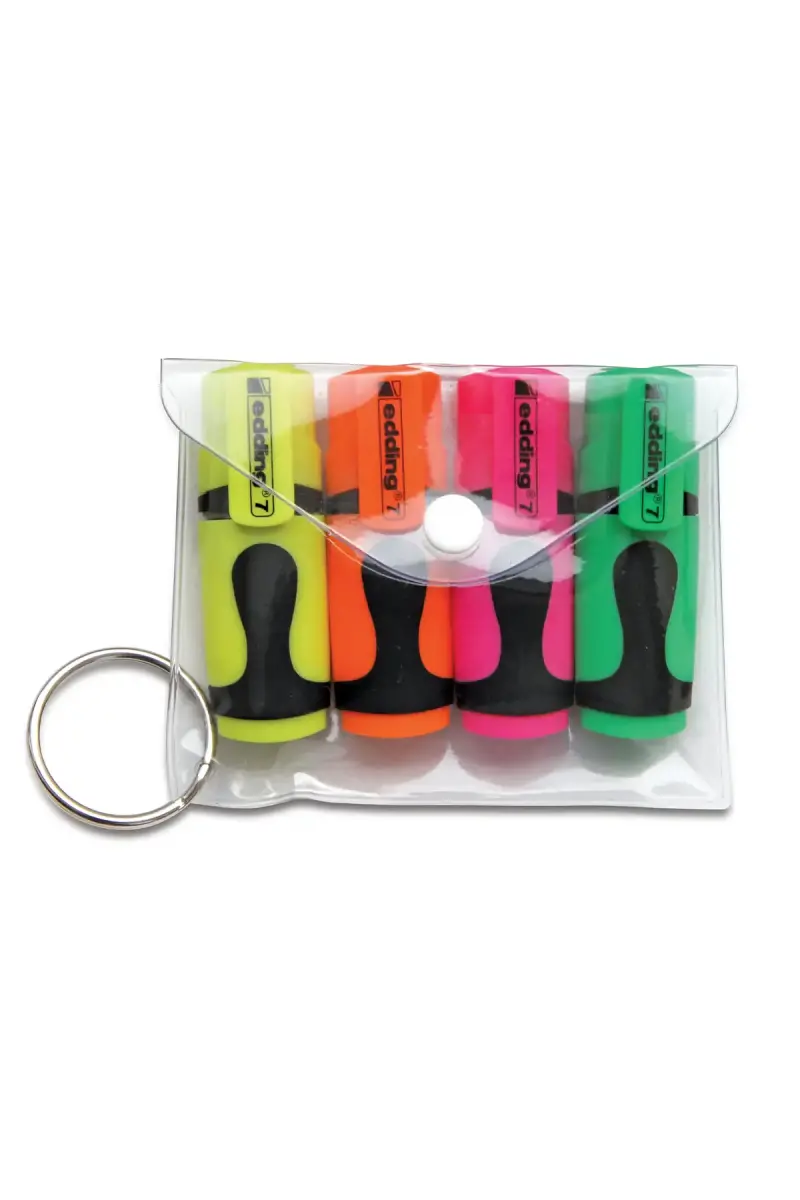 Edding Mini Fosforlu Kalem Canlı Renkler 4 Lü Poşet - 1