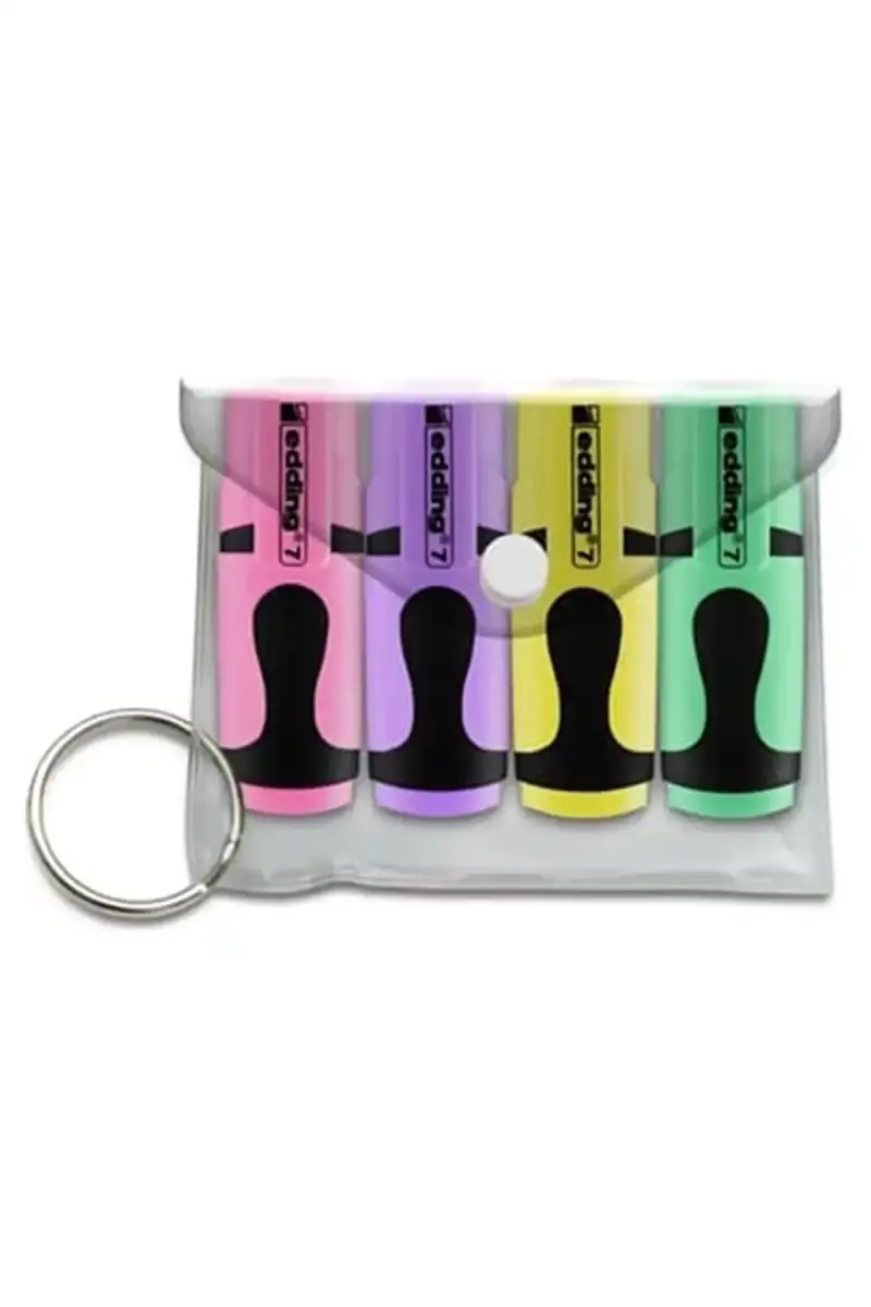 Edding Mini Fosforlu Kalem Pastel Renkler 4 Lü Poşet - 1
