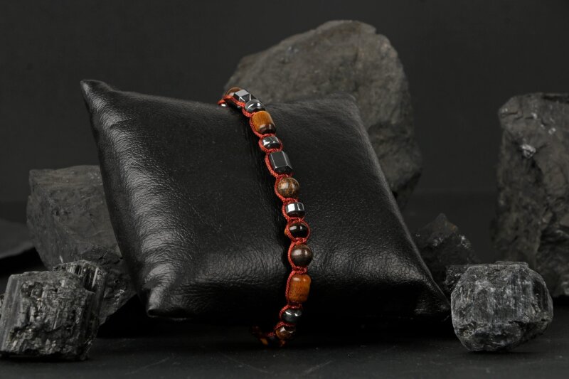 Egemen Kaplan Gözü-Hematit Doğal Taş Erkek Bileklik - 3