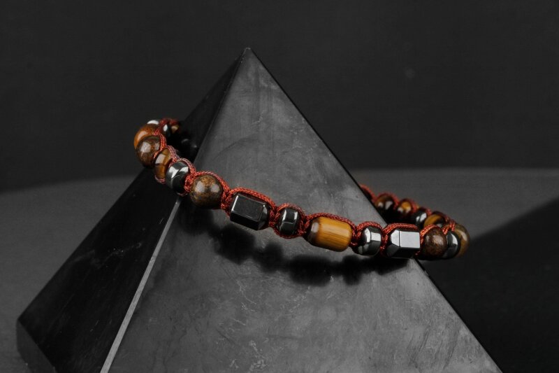 Egemen Kaplan Gözü-Hematit Doğal Taş Erkek Bileklik - 4