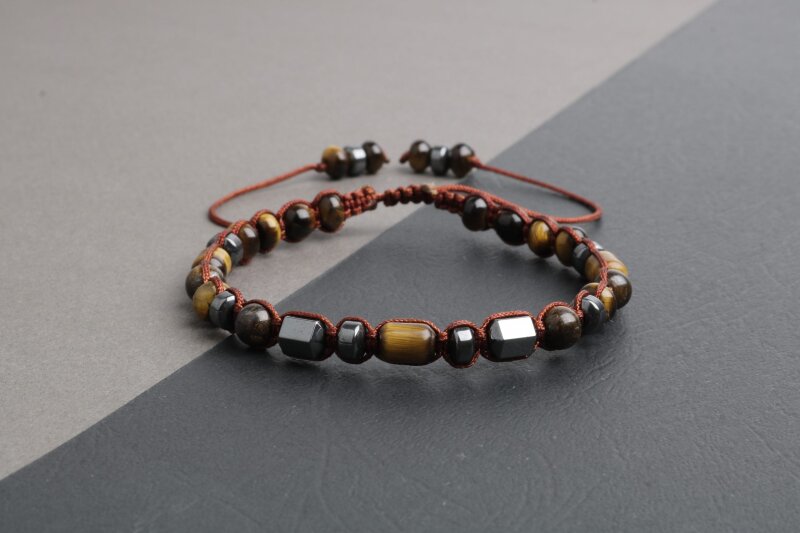 Egemen Kaplan Gözü-Hematit Doğal Taş Erkek Bileklik - 5