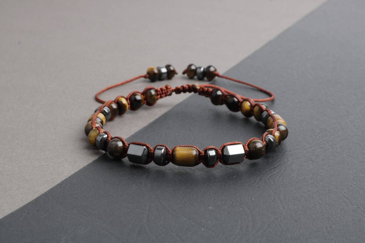 Egemen Kaplan Gözü-Hematit Doğal Taş Erkek Bileklik - 5