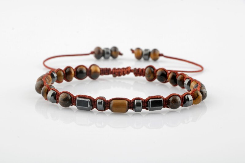 Egemen Kaplan Gözü-Hematit Doğal Taş Erkek Bileklik - 6