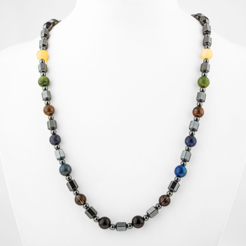 Erkek Öğrenci Hematit Doğal Taş Kolye - 3