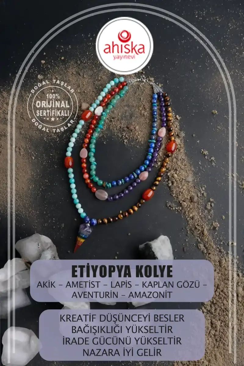 Etiyopya, Akik-Ametist-Lapis-Kaplangözü-Aventurin-Amazonit Doğal Taş Kolye