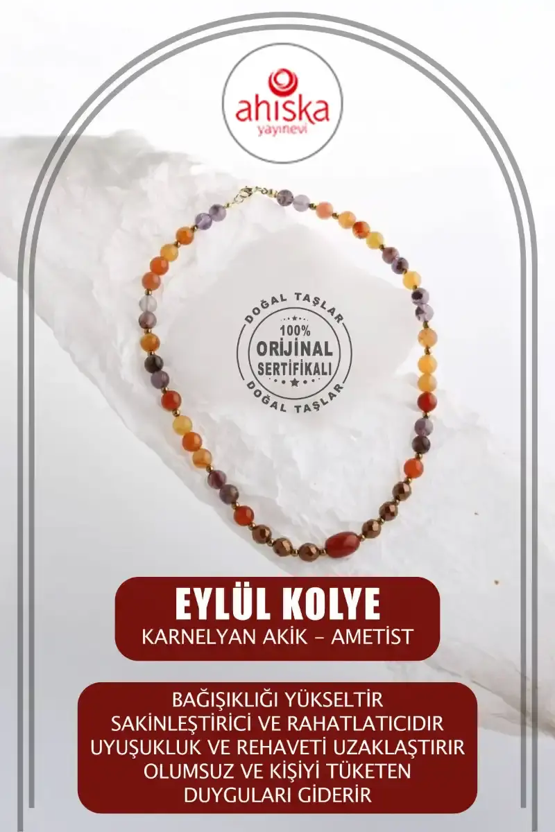 Eylül, Karnelyan Akik Ametist Doğal Taş Kolye