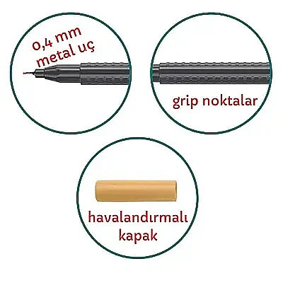 Faber Castell Grip Finepen 0.4 Keçeli Kalem Pembe - Faber Castell