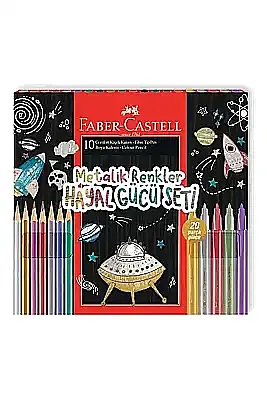 Faber Keçeli Kalem 10 + 10 Kuru Boya Metalik Renkler - 1
