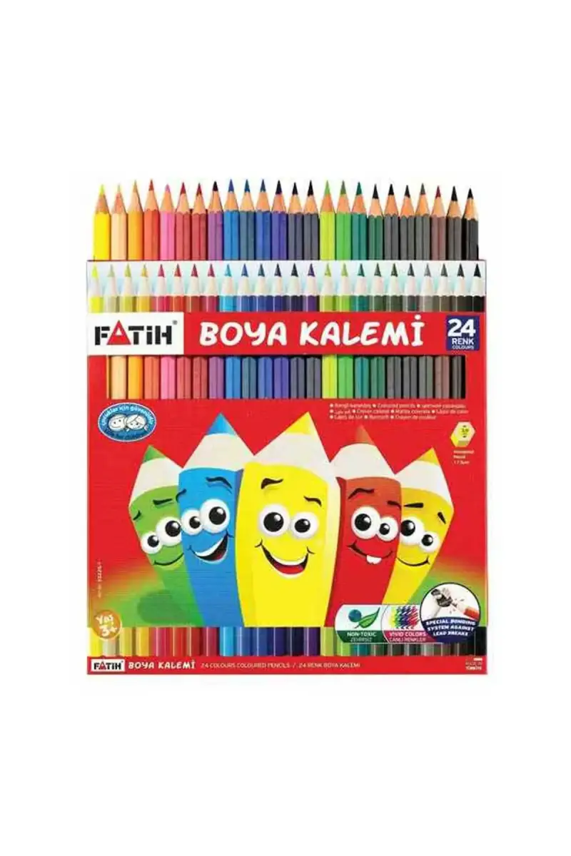Fatih Karton Kuru Boya Kalemi 24 Renk Tam Boy - 1