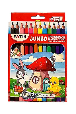 Fatih Karton Kutu Jumbo Kuru Boya Kalemi 12 Renk Tam Boy - 2