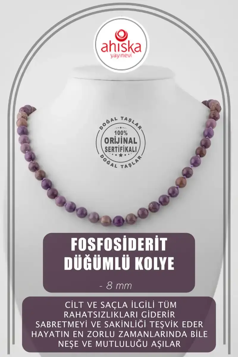 Fosfosiderit 8 mm Düğümlü Doğal Taş Kolye