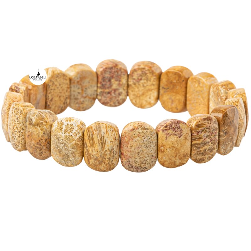 Fosil Mercan Doğal Taş Geniş Kesim Bileklik - 2