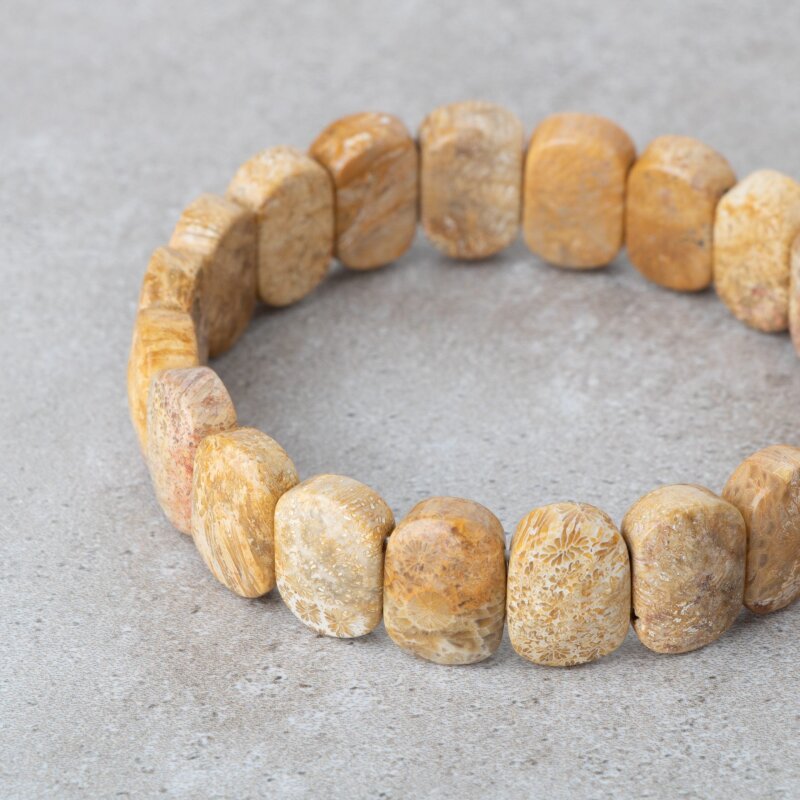 Fosil Mercan Doğal Taş Geniş Kesim Bileklik - 3