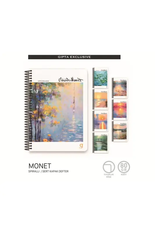 Gıpta Monet Çizgili Defter 100 Yp 17x24 Sert Kapak Spiralli - Gıpta
