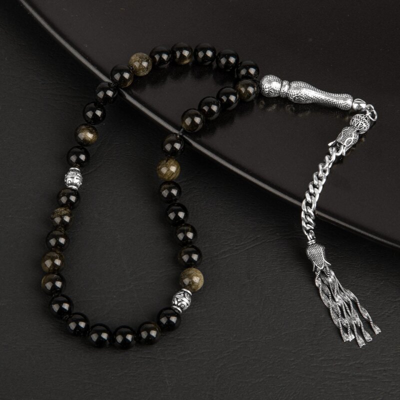 Golden Obsidyen Doğal Taş Tesbih 33lük - 8mm - 3