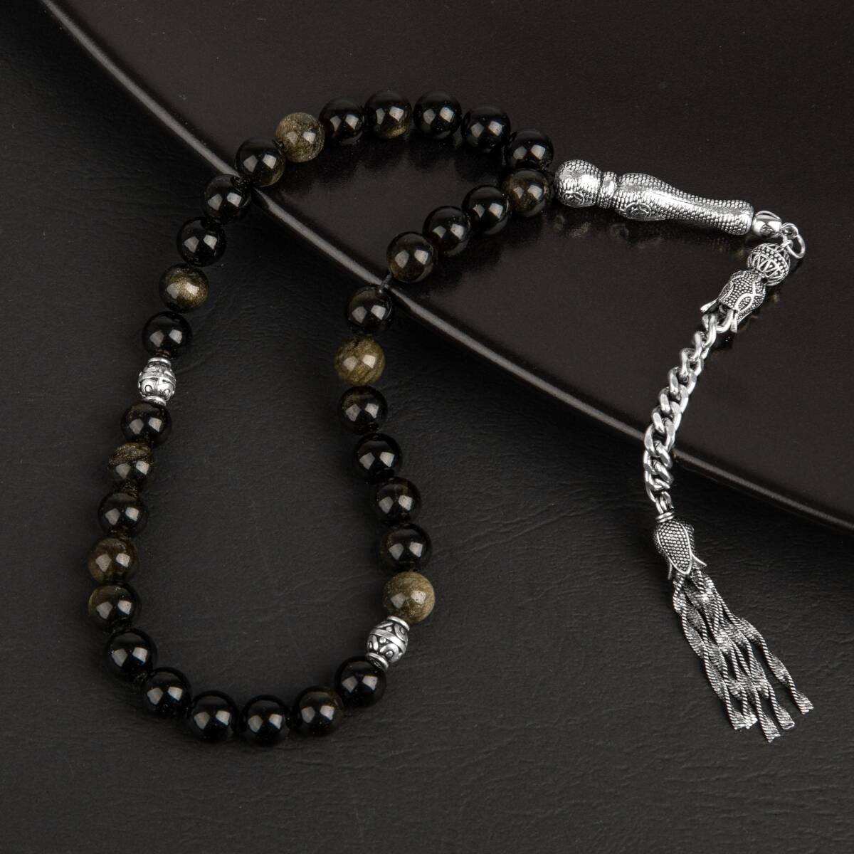 Golden Obsidyen Doğal Taş Tesbih 33lük - 8mm - 3