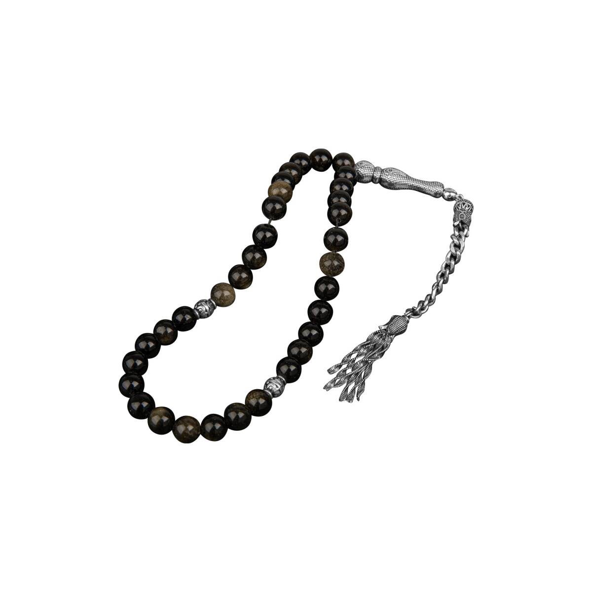 Golden Obsidyen Doğal Taş Tesbih 33lük - 8mm - 4