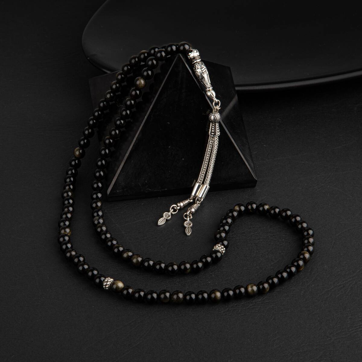 Golden Obsidyen Doğal Taş Tesbih 99luk - 6mm - 1