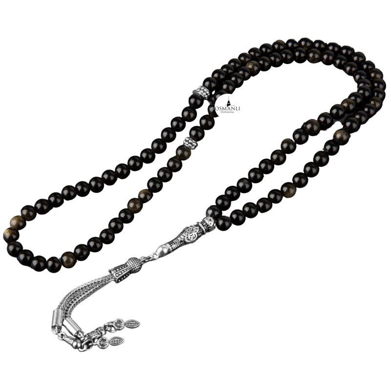 Golden Obsidyen Doğal Taş Tesbih 99luk - 6mm - 2