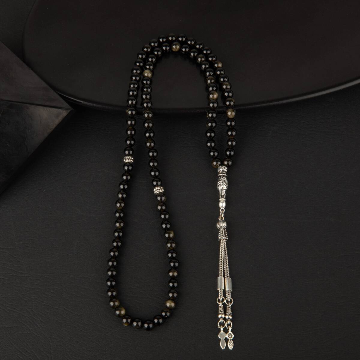 Golden Obsidyen Doğal Taş Tesbih 99luk - 6mm - 3