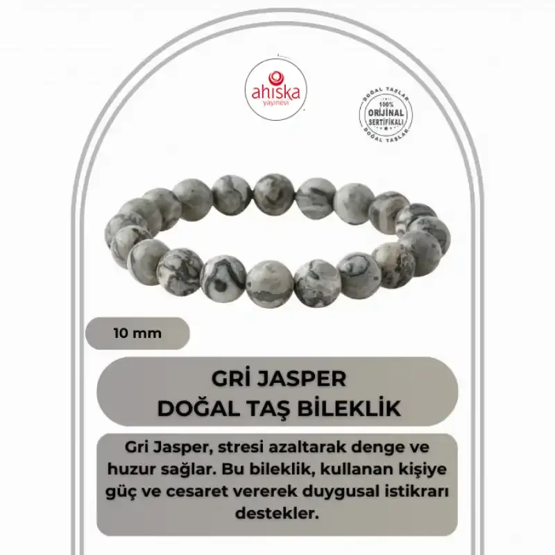 Gri Jasper 10mm Doğal Taş Bileklik