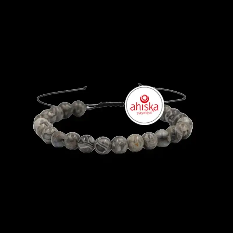 Gri Jasper 6mm Merdiven Kapama Doğal Taş Bileklik